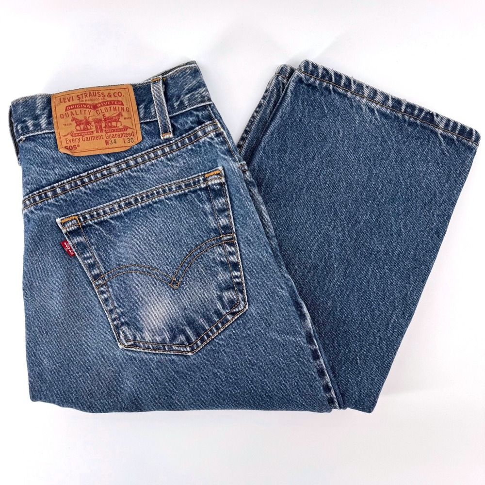 Vintage Levis 505 Jeans 34x30 Blue Regular Fit Straight Leg Vintage 2002 Denim